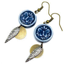 Load image into Gallery viewer, Blue Butterfly Simple Dangle Earrings