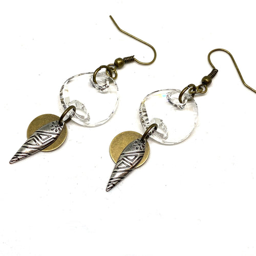 Clear Crystal Tribal Dangle Earrings