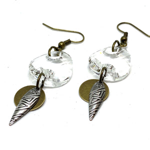 Clear Crystal Tribal Dangle Earrings