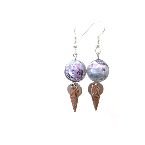 Cold Shoulder Purple Agate Dangle Earrings