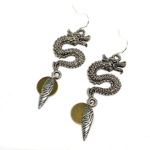 Dragon Beaded Dangle Earrings