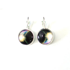 Earth from Space 14mm Glass Dome Cabochon Dangle Earrings