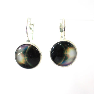 Earth from Space 14mm Glass Dome Cabochon Dangle Earrings