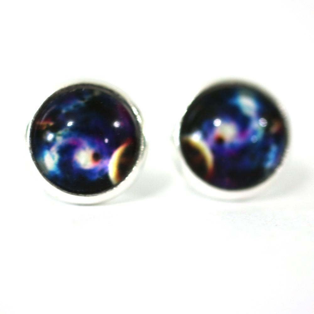 Exoplanets 10mm Silver Plated Post Earrings
