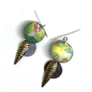 Green Spring Time Polymer Clay Tribal Earrings
