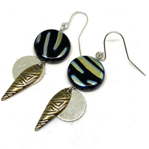 Metallic Zebra Tribal Beaded Dangle Earrings