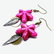Load image into Gallery viewer, Moana Inspired Pink Star Tribal Dangle Earrings
