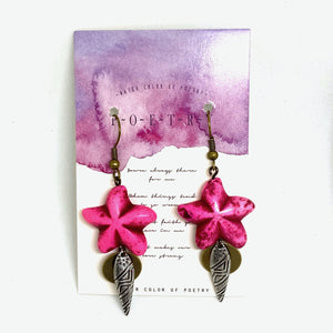 Moana Inspired Pink Star Tribal Dangle Earrings