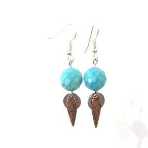 New Age Native American Turquoise Dangle Earrings