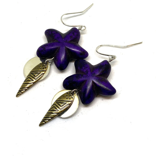 Purple Starfish Dangle Earrings