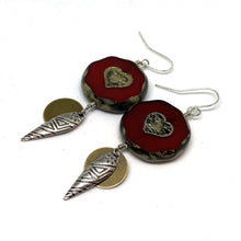 Load image into Gallery viewer, Red Heart Czech Glass Tribal Earrings
