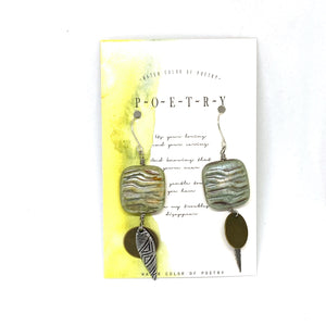 Sea Foam Green Ceramic Beaded Tribal Dangle Earrings