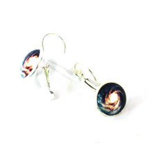 Load image into Gallery viewer, Spiral Galaxy 14mm Glass Dome Dangle Earrings
