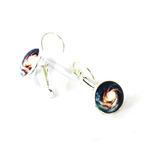 Spiral Galaxy 14mm Glass Dome Dangle Earrings