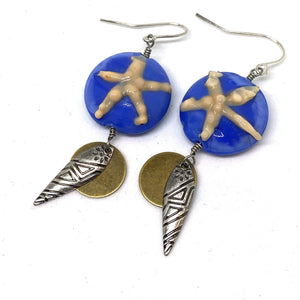 Starfish Glass Beaded Dangle Tribal Earrings