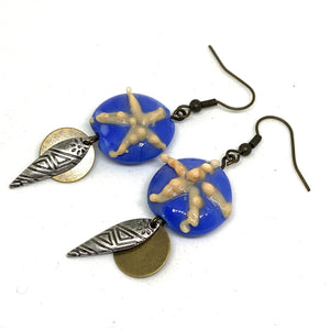 Starfish Glass Beaded Dangle Tribal Earrings