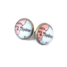 Load image into Gallery viewer, Sydney Vintage Map Post Earrings