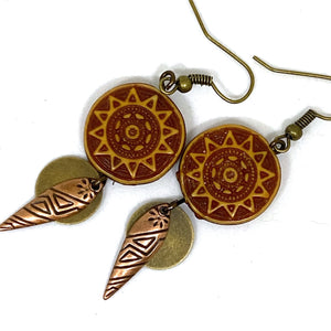 Tribal Sun Beaded Dangle Earrings