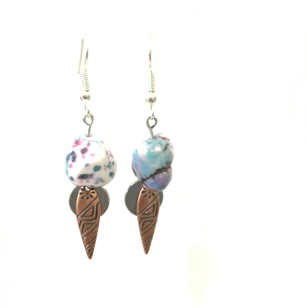 Vibrant and Raw Turquoise and Pink Dangle Earrings
