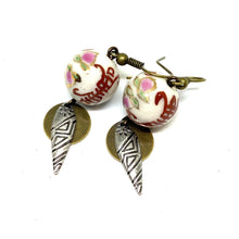 Load image into Gallery viewer, Vintage Asian Beaded Dangle Earrings