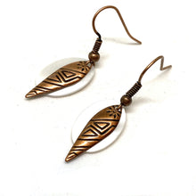 Load image into Gallery viewer, White Shell and Copper Dagger Tribal Earrings