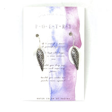 Load image into Gallery viewer, White Shell with Silver Dagger Tribal Dangle Earrings