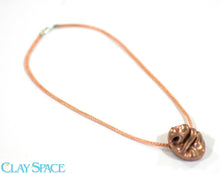Load image into Gallery viewer, Fabric Pendant. Copper Pendant Necklace. Rose Gold Necklace. 3d Jewelry. Rose Gold Chain. Flowing Fabric Pendant. Metal Clay Pendant.