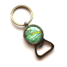 Load image into Gallery viewer, Key Ring - Vintage Map Of Cuba On Silver Key Ring With Bottle Opener