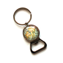 Load image into Gallery viewer, Key Ring - Vintage Map Of Greece On Silver Key Ring With Bottle Opener