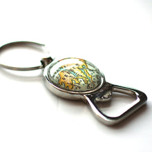 Load image into Gallery viewer, Key Ring - Vintage Map Of Greece On Silver Key Ring With Bottle Opener