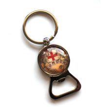Load image into Gallery viewer, Key Ring - Vintage Map Of London On Silver Key Ring With Bottle Opener