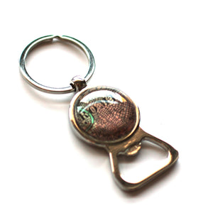Key Ring - Vintage Map Of Rome On Silver Key Ring With Bottle Opener