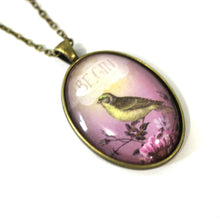 Load image into Gallery viewer, Begin Bird - Bird Pendant from Antique Bronze Chain - Simple Statement Necklace - 24&quot; Long - Papersonal - Clay Space