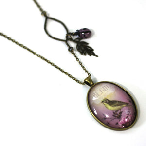 Begin Bird - Bird Pendant from Antique Bronze Chain - Simple Statement Necklace - 24" Long - Papersonal - Clay Space