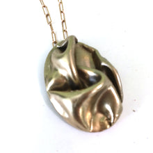 Load image into Gallery viewer, Bronze Oval Flowing Fabric Pendant // Perfectly Simple Necklace for Her