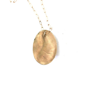 Bronze Oval Flowing Fabric Pendant // Perfectly Simple Necklace for Her