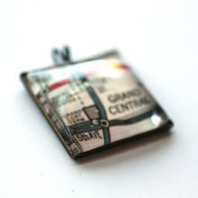 Load image into Gallery viewer, Necklace - Grand Central Station Vintage Map Small Square Pendant