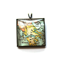 Load image into Gallery viewer, Necklace - Greece Vintage Map Small Square Pendant