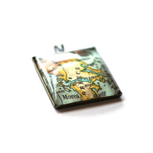 Load image into Gallery viewer, Necklace - Greece Vintage Map Small Square Pendant