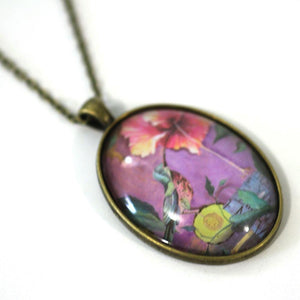 Humming Bird - Bird Pendant from Antique Bronze Chain - Simple Statement Necklace - 24" Long - Papersonal - Clay Space