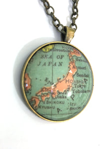 Japan Vintage Map Large Pendant