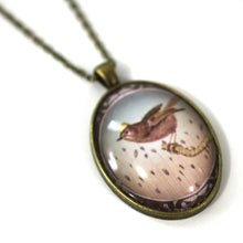 Load image into Gallery viewer, Little Prince Bird - Bird Pendant from Antique Bronze Chain - Simple Statement Necklace - 24&quot; Long - Papersonal - Clay Space