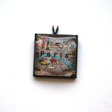 Load image into Gallery viewer, Necklace - Paris Vintage Map Small Square Pendant