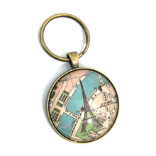 Load image into Gallery viewer, Paris Vintage Map with Eiffel Large Pendant