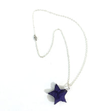 Load image into Gallery viewer, Purple Natural Druzy Star Pendant on Silver Plated Chain