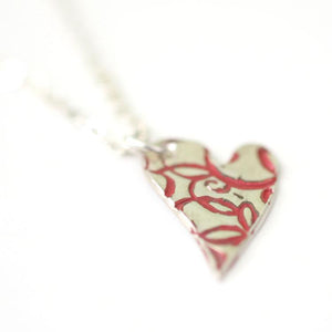 Red Flourish Heart Pendant // Artistic Style Heart Pendant // Perfect Gift for Her