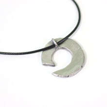 Load image into Gallery viewer, Silver and Green Hand Carved Shell Pendant // Metal Clay Creation for Men
