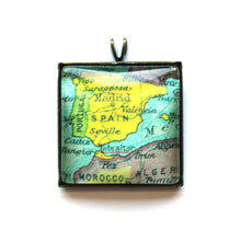 Load image into Gallery viewer, Necklace - Spain Vintage Map Small Square Pendant