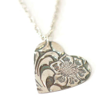 Load image into Gallery viewer, Stamped Southwestern Inspired Heart Pendant // Tooled Leather Style Pendant // Perfect Gift for Cowgirl