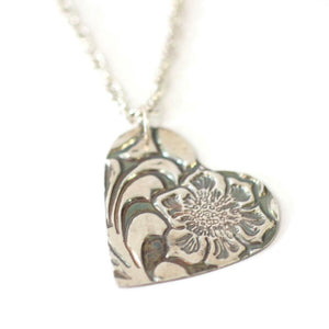 Stamped Southwestern Inspired Heart Pendant // Tooled Leather Style Pendant // Perfect Gift for Cowgirl